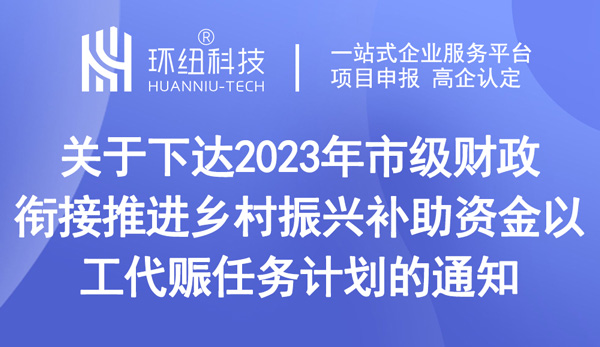 2023年市級財政銜接推進鄉村振興補助資金以工代賑任務計劃