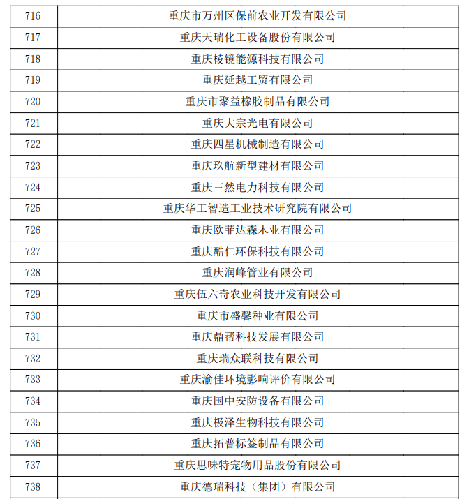 重慶市認定機構(gòu)2023年認定報備的第二批高新技術(shù)企業(yè)備案公示名單1